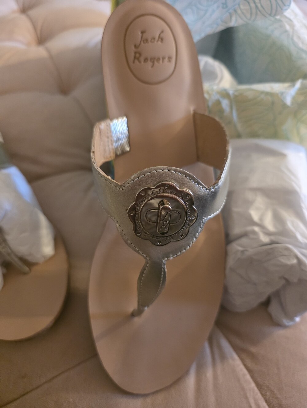 Jack Rogers Platinum Larissa Sandals - 10